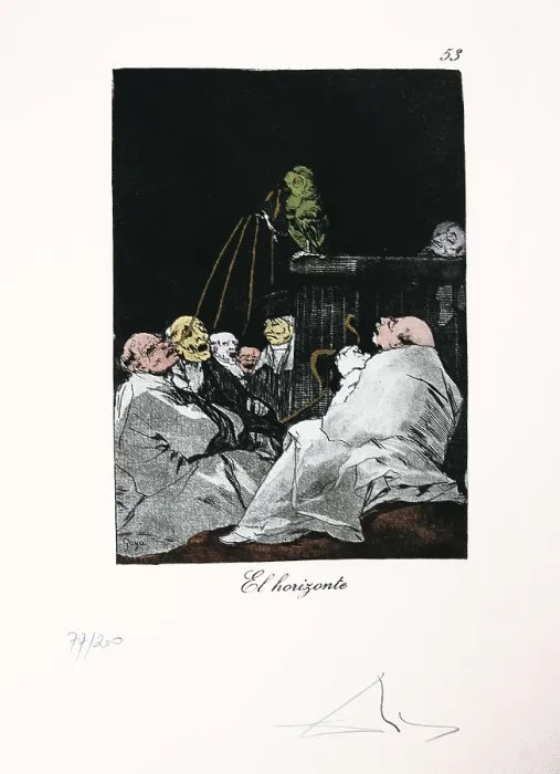 Framed Print : DALI, Salvador (1904-1989). The Caprichos by Goya. The Horizon. 1973-1977. Etching. AISA / Everett Collection - Image has fine art copyright Framed Print : DALI, Salvador (1904-1989). The Caprichos by Goya. The Horizon. 1973-1977. Etching. AISA / Everett Collection - Image has fine art copyright