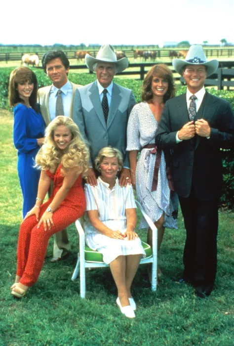Framed Print : DALLAS, Victoria Principal, Patrick Duffy, Jim Davis, Linda Gray, Larry Hagman, Charlene Tilton, Barbara Bel Geddes, 1978-1991