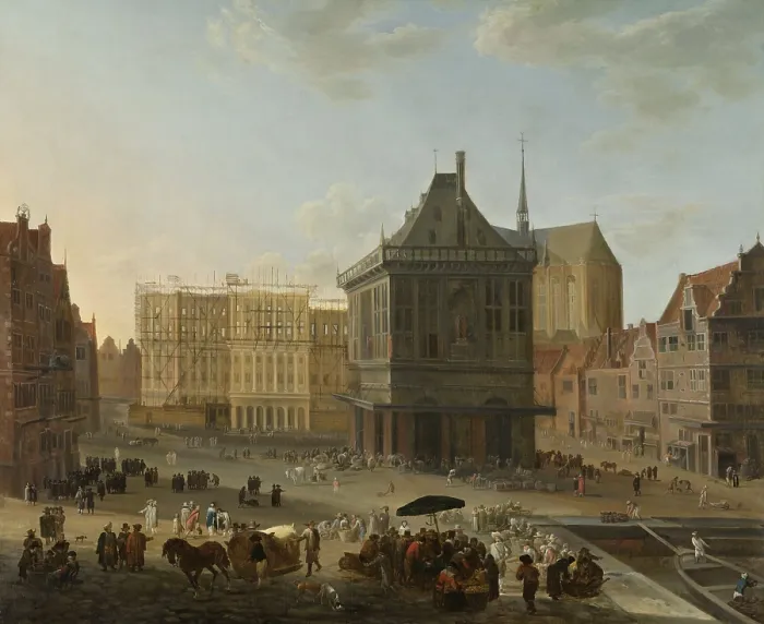 Framed Print : The Dam in Amsterdam, and New Town Hall Under Construction, attrib. to Jacob van der Ulft, 1652-89. Dutch painting, oil on canvas Framed Print : The Dam in Amsterdam, and New Town Hall Under Construction, attrib. to Jacob van der Ulft, 1652-89. Dutch painting, oil on canvas