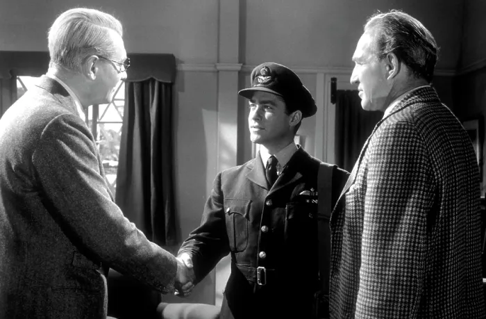 Framed Print : THE DAM BUSTERS, (aka THE DAMBUSTERS), Michael Redgrave (left), Richard Todd (center), 1955