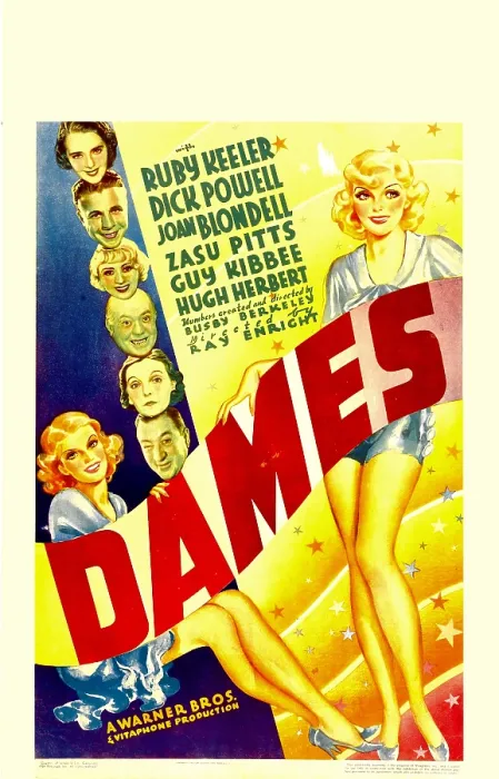Framed Print : DAMES, center from top: Ruby Keeler, Dick Powell, Joan Blondell, Guy Kibbee, Zasu Pitts, Hugh Herbert on window card, 1934