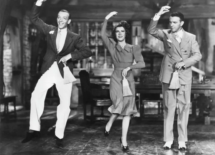 Framed Print : A DAMSEL IN DISTRESS, from left, Fred Astaire, Gracie Allen, George Burns, 1937