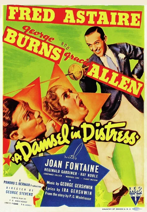 Framed Print : A DAMSEL IN DISTRESS, US poster, from left: George Burns, Gracie Allen, Fred Astaire, 1937 Framed Print : A DAMSEL IN DISTRESS, US poster, from left: George Burns, Gracie Allen, Fred Astaire, 1937