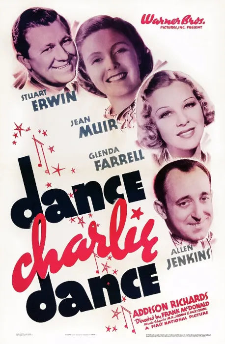 Framed Print : DANCE CHARLIE DANCE, US poster art, from top left: Stuart Erwin, Jean Muir, Glenda Farrell, Allen Jenkins, 1937
