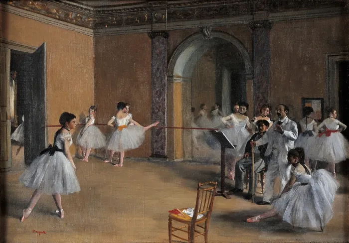 Framed Print : Dance Foyer at the Opera, by Edgar Degas, 1872, 19th Century, oil on canvas - France, Paris, Orsay Museum. Whole artwork view