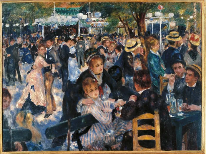 Framed Print : Dance at the Moulin de la Galette, by Pierre-Auguste Renoir, 1876, 19th Century, oil on canvas, cm 131 x 175 - France, Ile de France, Paris, Muse dOrsay, RF 2210. All
