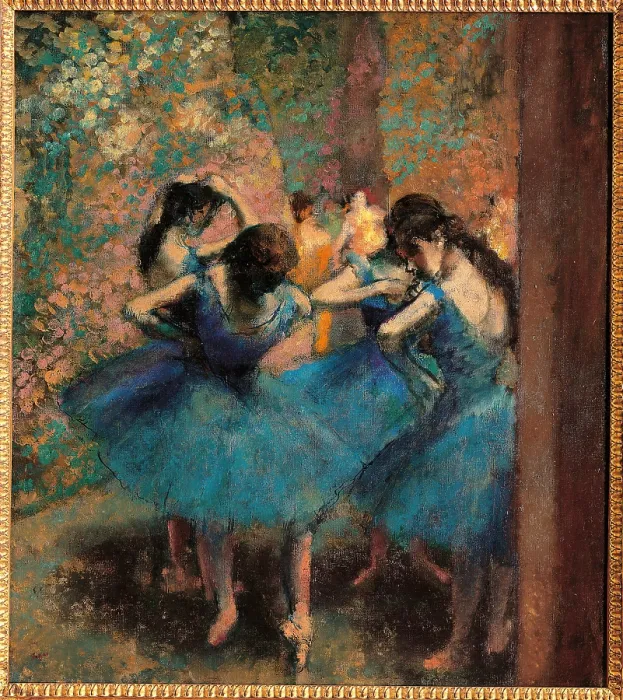 Framed Print : Dancers in Blue (Danseuses bleues), by Edgar Degas, 1893 about, 19th Century, oil on canvas, cm 86 x 75, 5 - France, Ile de France, Paris, Muse dOrsay. All