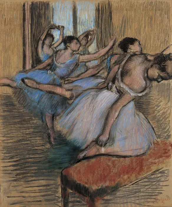 Framed Print : The Dancers, by Edgar Degas, 1900, French impressionist drawing, pastel and charcoal on paper