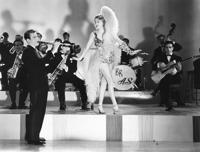 Framed Print : DANCING CO-ED, from left: Artie Shaw, Lana Turner, Artie Shaw Orchestra (rear), 1939