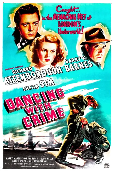 Framed Print : DANCING WITH CRIME, US poster, top left from left: Richard Attenborough, Sheila Sim, Barry K. Barnes, 1947