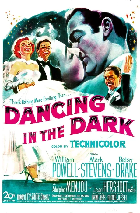 Framed Print : DANCING IN THE DARK, US poster, top left from left: Betsy Drake, Mark Stevens, middle right: William Powell, 1949
