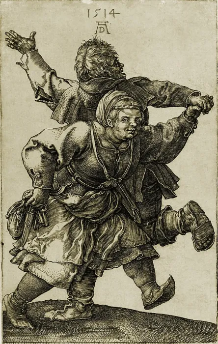 Framed Print : Dancing German peasant couple. Albrecht Durer engraving of 1514 Framed Print : Dancing German peasant couple. Albrecht Durer engraving of 1514