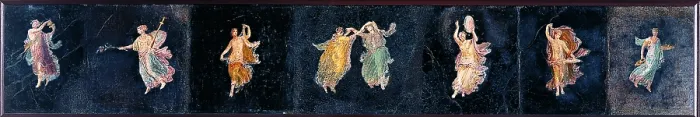 Framed Print : Dancing-girls, by unknown artist, 1-37, 1st Century A.D. ripped fresco, 30, 5 x 161, 5 cm - Italy, Campania, Naples, National Archaeological Museum, Room LXVIII, inv. 9295 Framed Print : Dancing-girls, by unknown artist, 1-37, 1st Century A.D. ripped fresco, 30, 5 x 161, 5 cm - Italy, Campania, Naples, National Archaeological Museum, Room LXVIII, inv. 9295