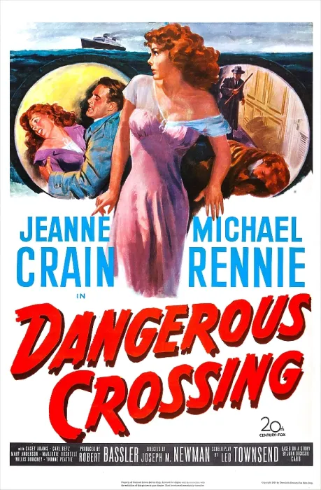 Framed Print : DANGEROUS CROSSING, US poster, Jeanne Crain (center), top from left: Jeanne Crain, Michael Rennie, 1953. TM and Copyright 20th Century Fox Film Corp