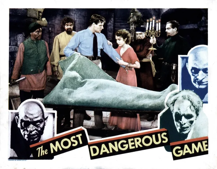 Framed Print : THE MOST DANGEROUS GAME, from left, Oscar Hendrian, Noble Johnson, Joel McCrea, Fay Wray, Leslie Banks, 1932