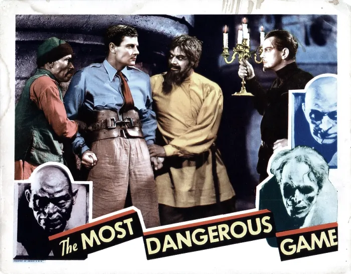 Framed Print : THE MOST DANGEROUS GAME, from left, Oscar Hendrian, Joel McCrea, Noble Johnson, Leslie Banks, 1932