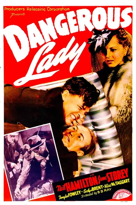Framed Print : DANGEROUS LADY, US poster, Neil Hamilton (center with clenched teeth), June Storey (top right), 1941