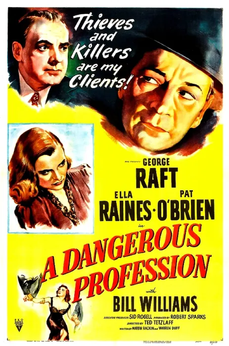 Framed Print : A DANGEROUS PROFESSION, US poster, George Raft (top right), Ella Raines (middle left), Pat O'Brien (top left), 1949