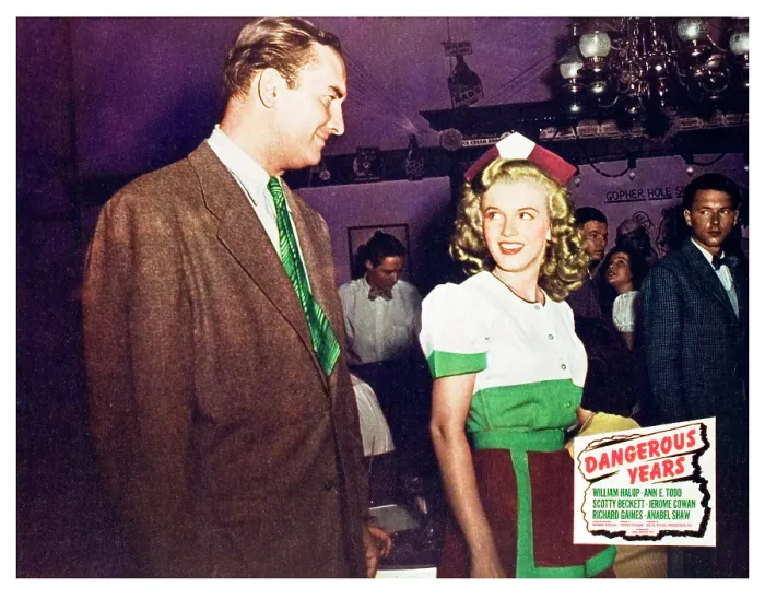 Framed Print : DANGEROUS YEARS, US lobbycard, from left: Donald Curtis, Marilyn Monroe, 1947