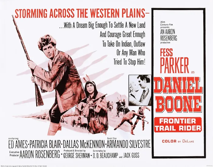 Framed Print : DANIEL BOONE: FRONTIER TRAIL RIDER, US lobbycard, Fess Parker, (left), 1966. TM & Copyright 20th Century Fox-Film Corp. All rights reserved / courtesy Everett Collection Framed Print : DANIEL BOONE: FRONTIER TRAIL RIDER, US lobbycard, Fess Parker, (left), 1966. TM & Copyright 20th Century Fox-Film Corp. All rights reserved / courtesy Everett Collection
