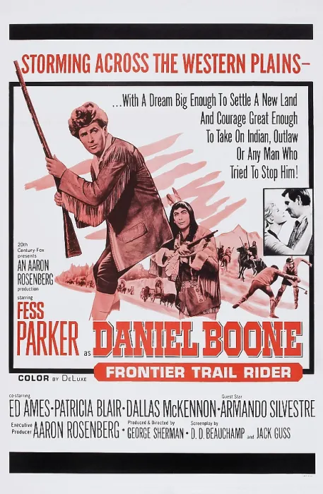 Framed Print : DANIEL BOONE: FRONTIER TRAIL RIDER, US poster art, left: Fess Parker; right inset: Patricia Blair, Fess Parker, 1966. TM & Copyright 20th Century Fox-Film Corp Framed Print : DANIEL BOONE: FRONTIER TRAIL RIDER, US poster art, left: Fess Parker; right inset: Patricia Blair, Fess Parker, 1966. TM & Copyright 20th Century Fox-Film Corp