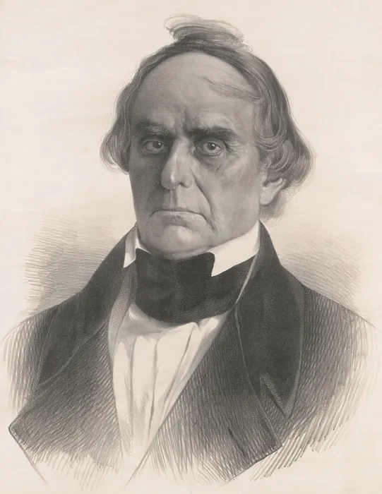 Framed Print : Daniel Webster, lithograph published around 1860, based on an earlier portrait. The realism of the portrait suggests it was made from a daguerreotype (BSLOC_2019_7_38)