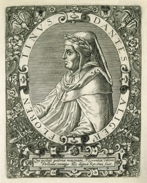 Framed Print : DANTE ALIGHIERI (1265-1321). Anonymous portrait. Engraving. SPAIN. Madrid. National Library. AISA / Everett Collection**US SALES ONLY**