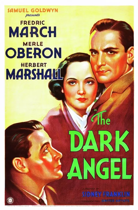 Framed Print : THE DARK ANGEL, from lower left: Herbert Marshall, Merle Oberon, Fredric March on poster art, 1935 Framed Print : THE DARK ANGEL, from lower left: Herbert Marshall, Merle Oberon, Fredric March on poster art, 1935