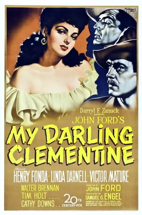 Framed Print : MY DARLING CLEMENTINE, from left: Linda Darnell, Victor Mature, Henry Fonda, 1946, TM and Copyright 20th Century Fox Film Corp. All rights reserved. / courtesy Everett Collection