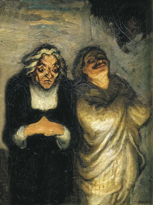 Framed Print : DAUMIER, Honor (1808-1879). Scene out of comedy od molire. 1840s-1860s. Also known as 'A Scapin'. Realism. Oil on canvas. FRANCE. Paris. Muse d'Orsay (Orsay Museum)