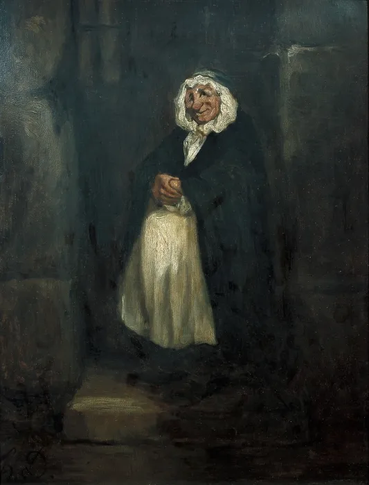 Framed Print : DAUMIER, Honore (1808-1879). The Old Doorwoman. Realism. Painting; Oil on canvas. MEXICO. Mexico City. San Carlos National Museum