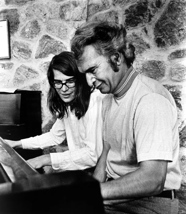 Framed Print : Dave Brubeck and son Chris playing piano, 1970s. Courtesy: CSU Archives  /  Everett Collection