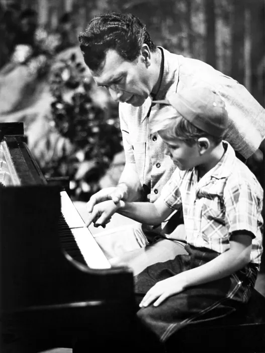 Framed Print : Dave Brubeck and teaching his son to play piano, ca.1950s. Courtesy: CSU Archives  /  Everett Collection