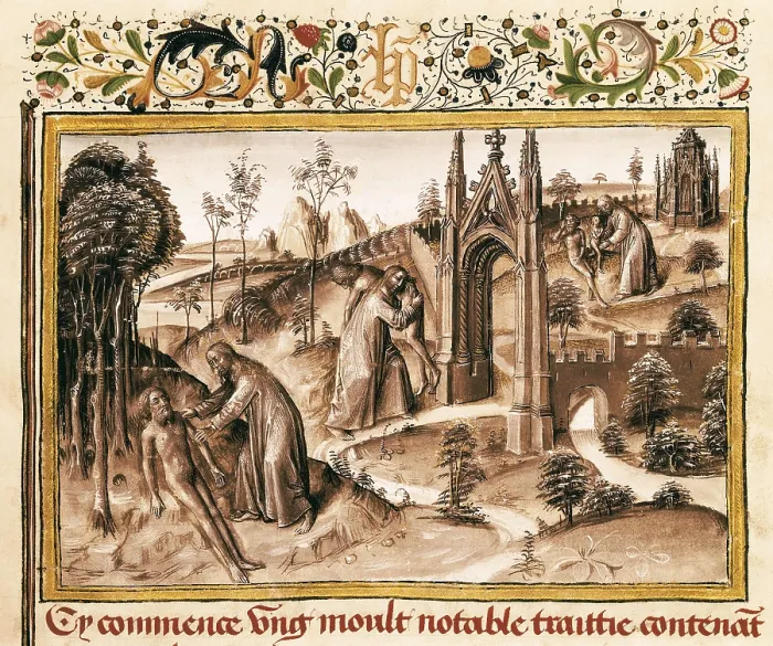 Framed Print : David Aubert. Moral Teatrises. Creation of Adam. Gothic art. Miniature Painting. SPAIN. Madrid. National Library. Proc: FRANCE. BURGUNDY. AISA / Everett Collection**US SALES ONLY**