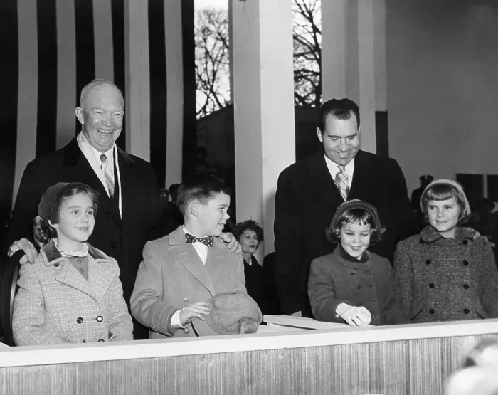 Framed Print : David Eisenhower next to the girl her would marry 12 years later