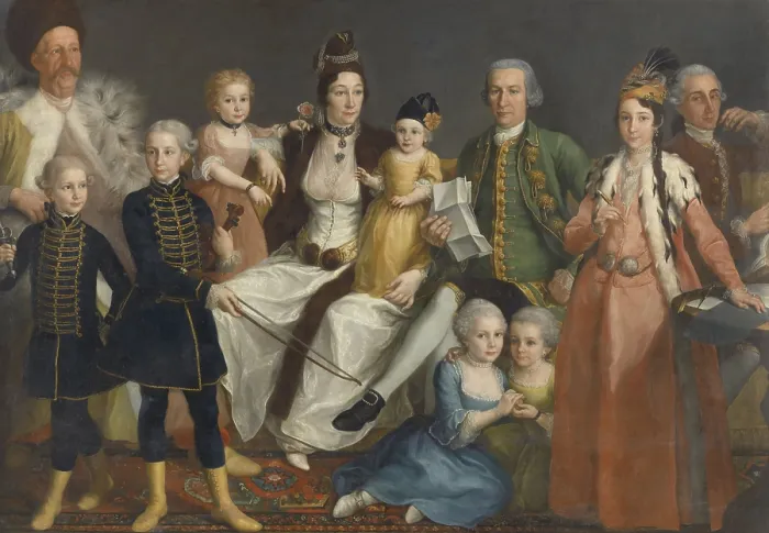 Framed Print : David George van Lennep, Senior Merchant of the Dutch Factory at Smyrna, and his Wife and Children, by Antoine de Favray, 1769-71, Dutch painting, oil on canvas Framed Print : David George van Lennep, Senior Merchant of the Dutch Factory at Smyrna, and his Wife and Children, by Antoine de Favray, 1769-71, Dutch painting, oil on canvas
