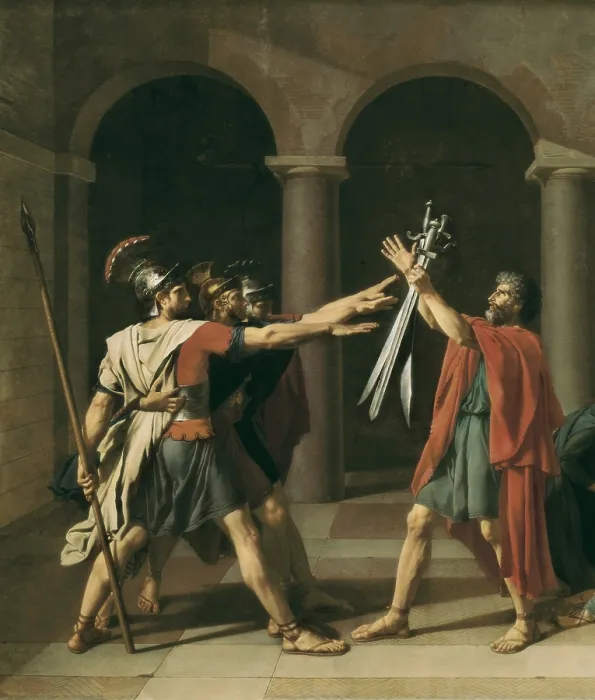 Framed Print : David, Jacques-Louis (1748-1825). The Oath of the Horatii. 1784. Detail. Neoclassicism. Oil on canvas. FRANCE. Paris. Louvre Museum
