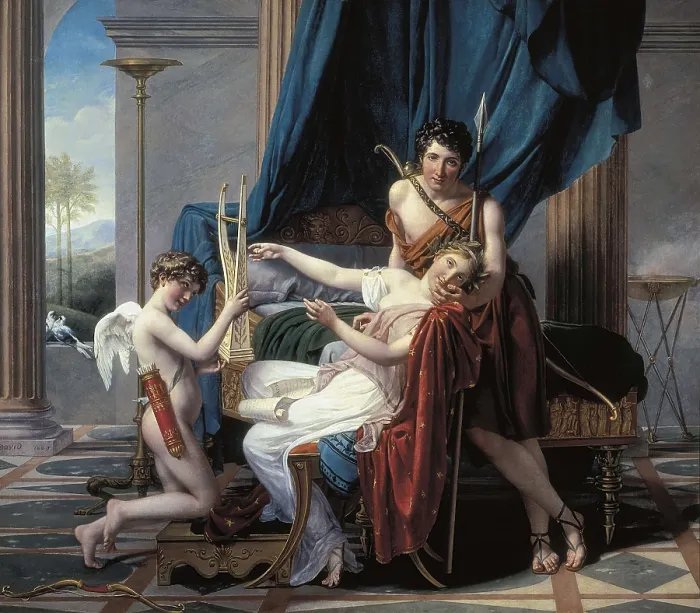 Framed Print : David, Jacques-Louis (1748-1825). Sappho and Phaon. 1809. Neoclassicism. Oil on canvas. RUSSIA. Saint Petersburg. State Hermitage Museum. AISA / Everett Collection**US SALES ONLY**