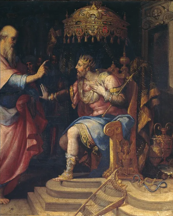Framed Print : David and the Prophet Nathan, by Lorenzo Sabatini (or Sabbatini), 16th Century, - Italy, Lombardy, Milan, Brera Art Gallery, on deposit in Procura della Repubblica. Detail
