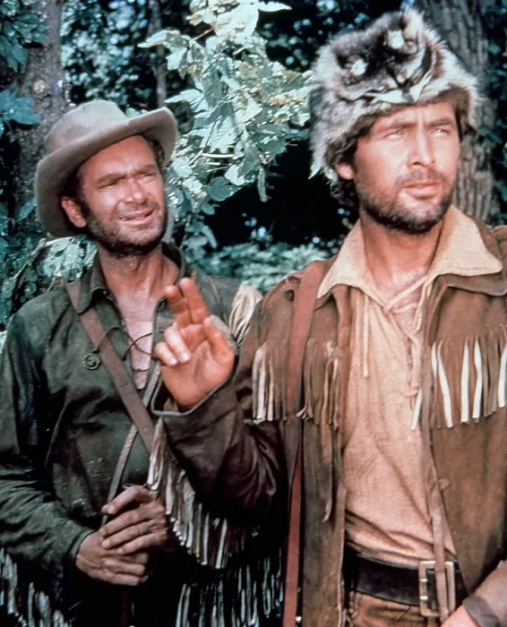 Framed Print : DAVY CROCKETT, from left: Buddy Ebsen, Fess Parker, 1954-1955
