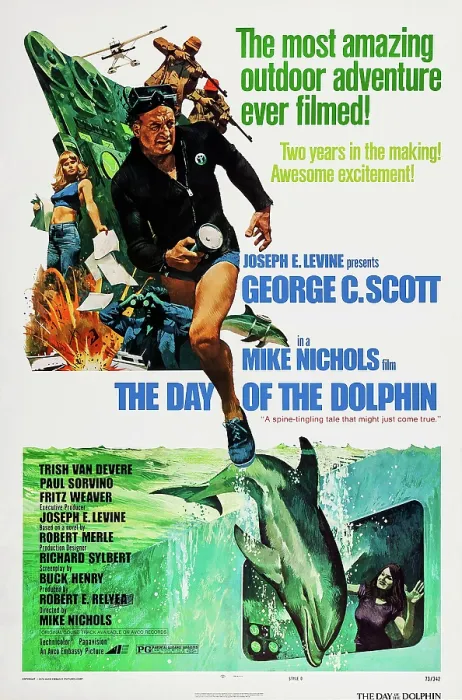 Framed Print : THE DAY OF THE DOLPHIN, US poster art, George C. Scott, 1973