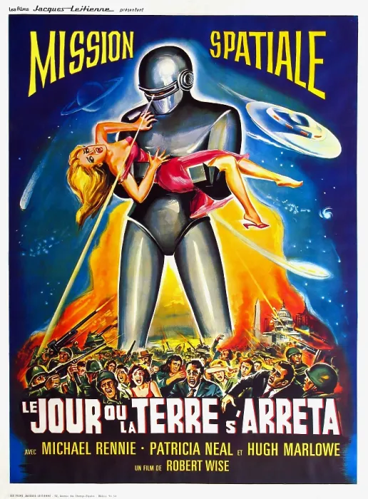 Framed Print : THE DAY THE EARTH STOOD STILL (aka LE JOUR OU LA TERRE S'ARRETA), French poster art, 1951, TM and Copyright 20th Century Fox Film Corp