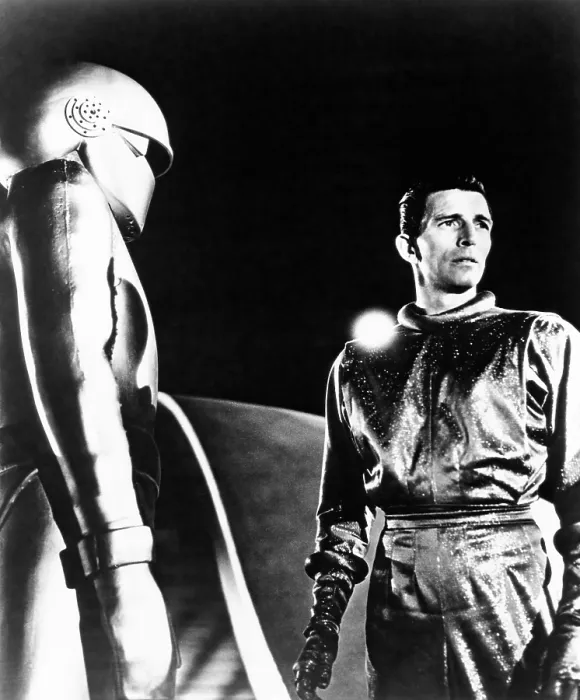 Framed Print : THE DAY THE EARTH STOOD STILL, from left: Lock Martin, Michael Rennie, 1951, TM & Copyright (c) 20th Century Fox Film Corp. All rights reserved Framed Print : THE DAY THE EARTH STOOD STILL, from left: Lock Martin, Michael Rennie, 1951, TM & Copyright (c) 20th Century Fox Film Corp. All rights reserved