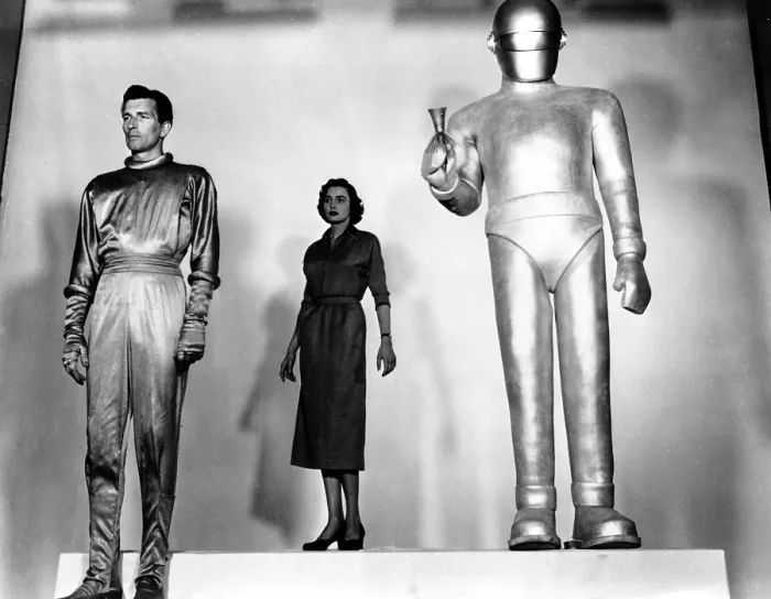 Framed Print : THE DAY THE EARTH STOOD STILL, Michael Rennie, Patricia Neal, Gort, 1951, TM and Copyright (c) 20th Century-Fox Film Corp. All Rights Reserved