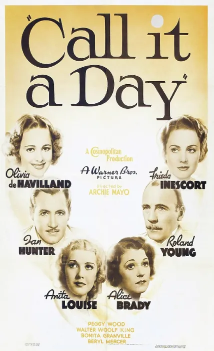 Framed Print : CALL IT A DAY, from left on US poster art: Olivia De Havilland, Ian Hunter, Anita Louise, Alice Brady, Roland Young, Frieda Inescort, 1937