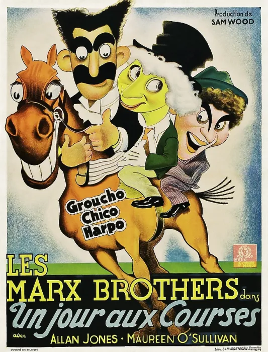 Framed Print : A DAY AT THE RACES, (aka UN JOUR AUX COURSES), Belgian poster art, Chico Marx, Harpo Marx, Groucho Marx, 1937 Framed Print : A DAY AT THE RACES, (aka UN JOUR AUX COURSES), Belgian poster art, Chico Marx, Harpo Marx, Groucho Marx, 1937