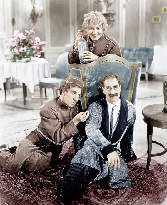 Framed Print : A DAY AT THE RACES, clockwise from top: Harpo Marx, Groucho Marx, Chico Marx, 1937