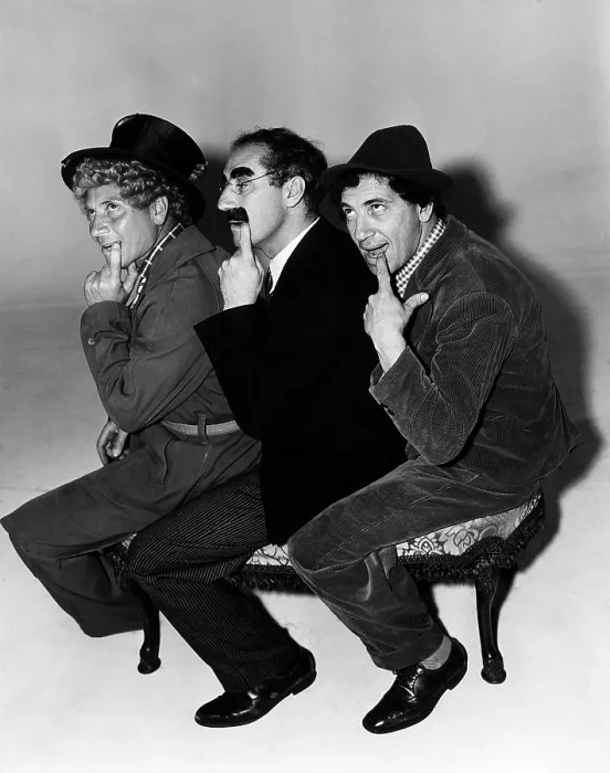 Framed Print : A DAY AT THE RACES, from left: Harpo Marx, Groucho Marx, Chico Marx, 1937 dayattheraces-fsct16(dayattheraces-fsct16)