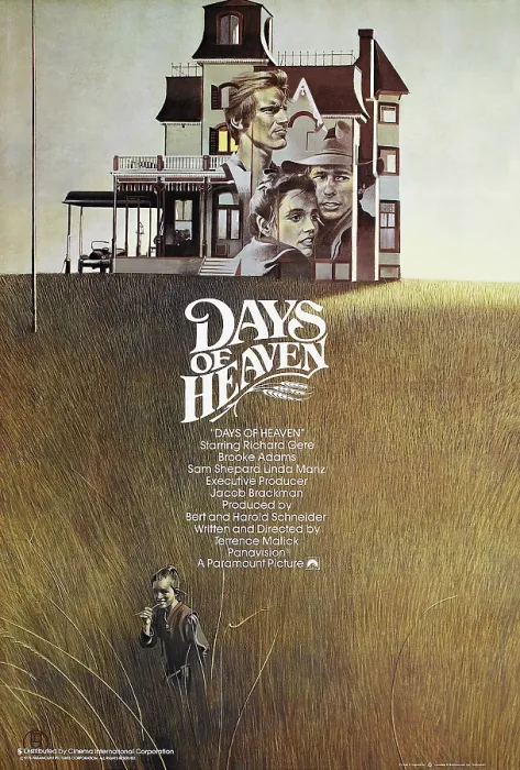 Framed Print : DAYS OF HEAVEN, British poster, clockwise from top left: Sam Shepard, Richard Gere, Brooke Adams, 1978 Paramount Pictures /  courtesy Everett Collection