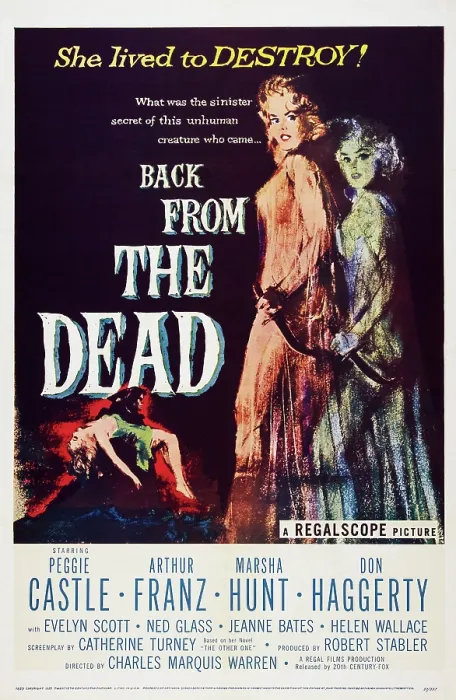 Framed Print : BACK FROM THE DEAD, (aka BURY ME DEAD), Peggie Castle on poster art, 1957
